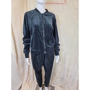 Puma Womens Velour Tracksuit Set Full‎ Zip Jacket & Joggers Black XL